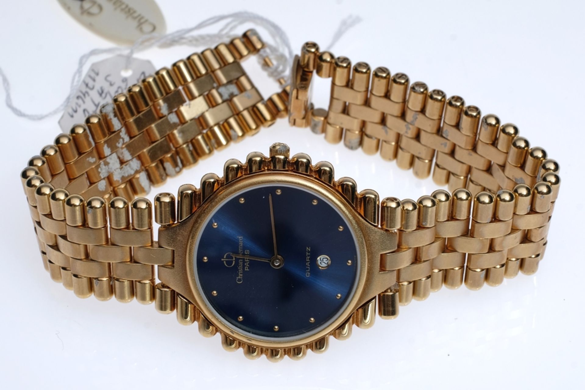 Wristwatch Christian Bernard, Paris, dark blue dial, gold-coloured indices, date / 6, gold hands, d - Image 3 of 3