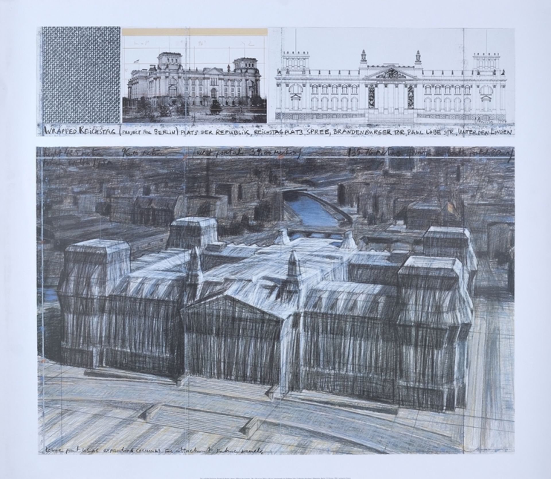 Christo (1935-2020) "Der verhüllte Reichstag", 1994, hochwertiger Offsetdruck.