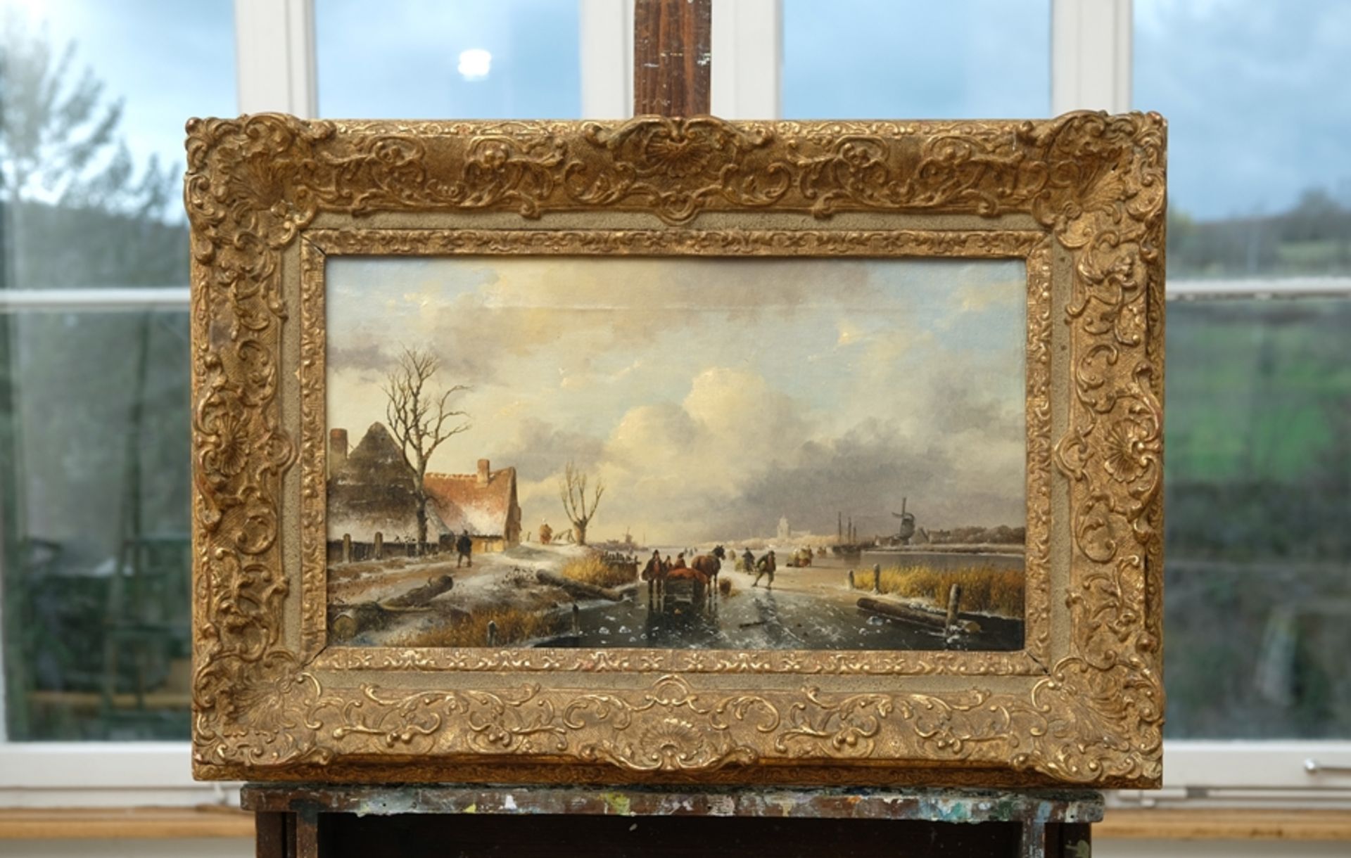 de Meyer, Antonji Andreas (1806-1867) (1806-1867) Frozen Coast, no year, oil on canvas. - Image 2 of 7