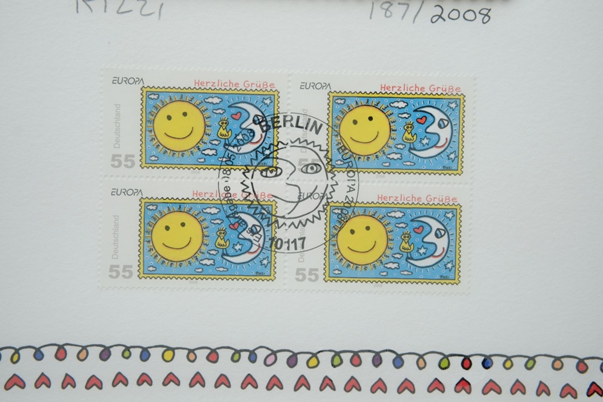 Rizzi, James (1950-2011) "Herzliche Grüße - Sonne und Mond", Briefmarken Sonderedition 2008. 3D-Gra - Bild 3 aus 5