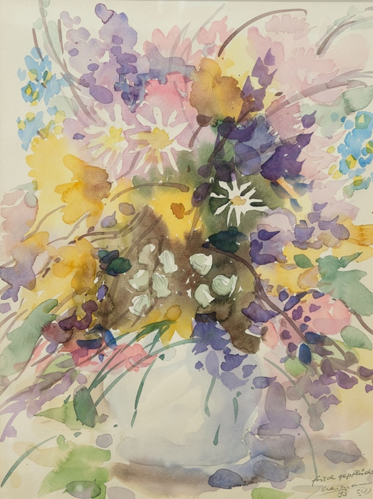 Heitmann (20. Jahrhundert) Blumenstrauß, 1993, Aquarell. 