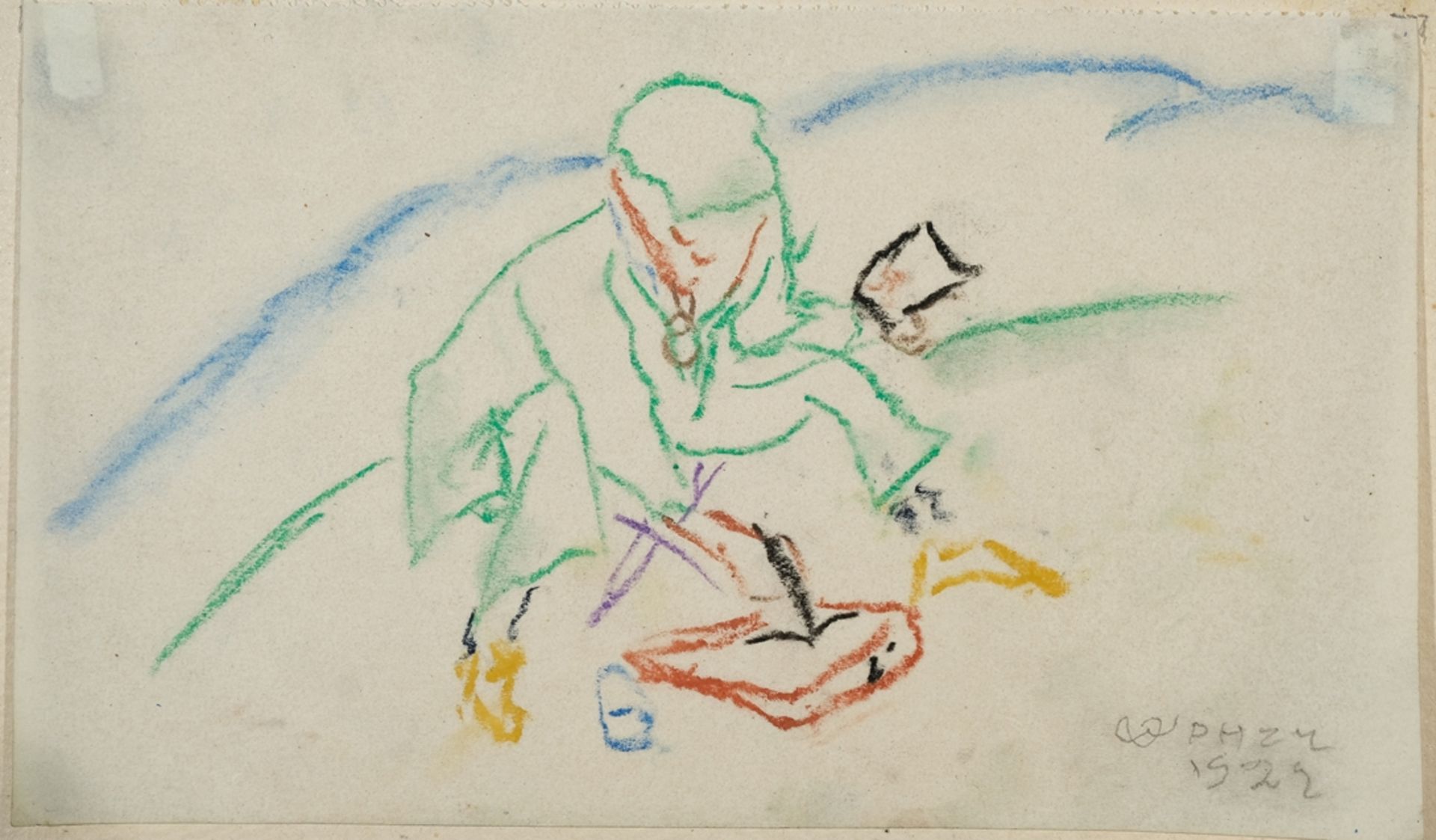 Ophey, Walter Hugo (1882-1930) Zeichnender Künstler, 1922, Farbkreide auf Papier. 