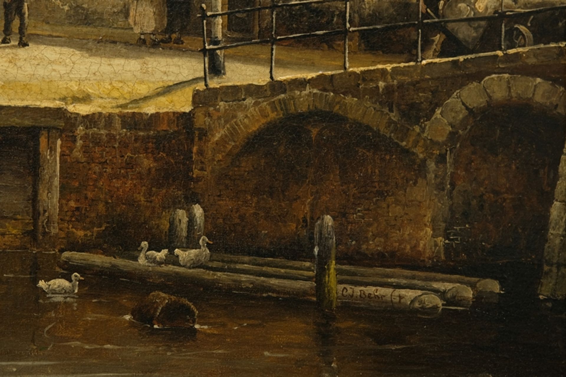 Behr, Carel Jacobus (1812-1895) Stadtansicht Utrecht, Öl auf Leinwand. - Bild 3 aus 9