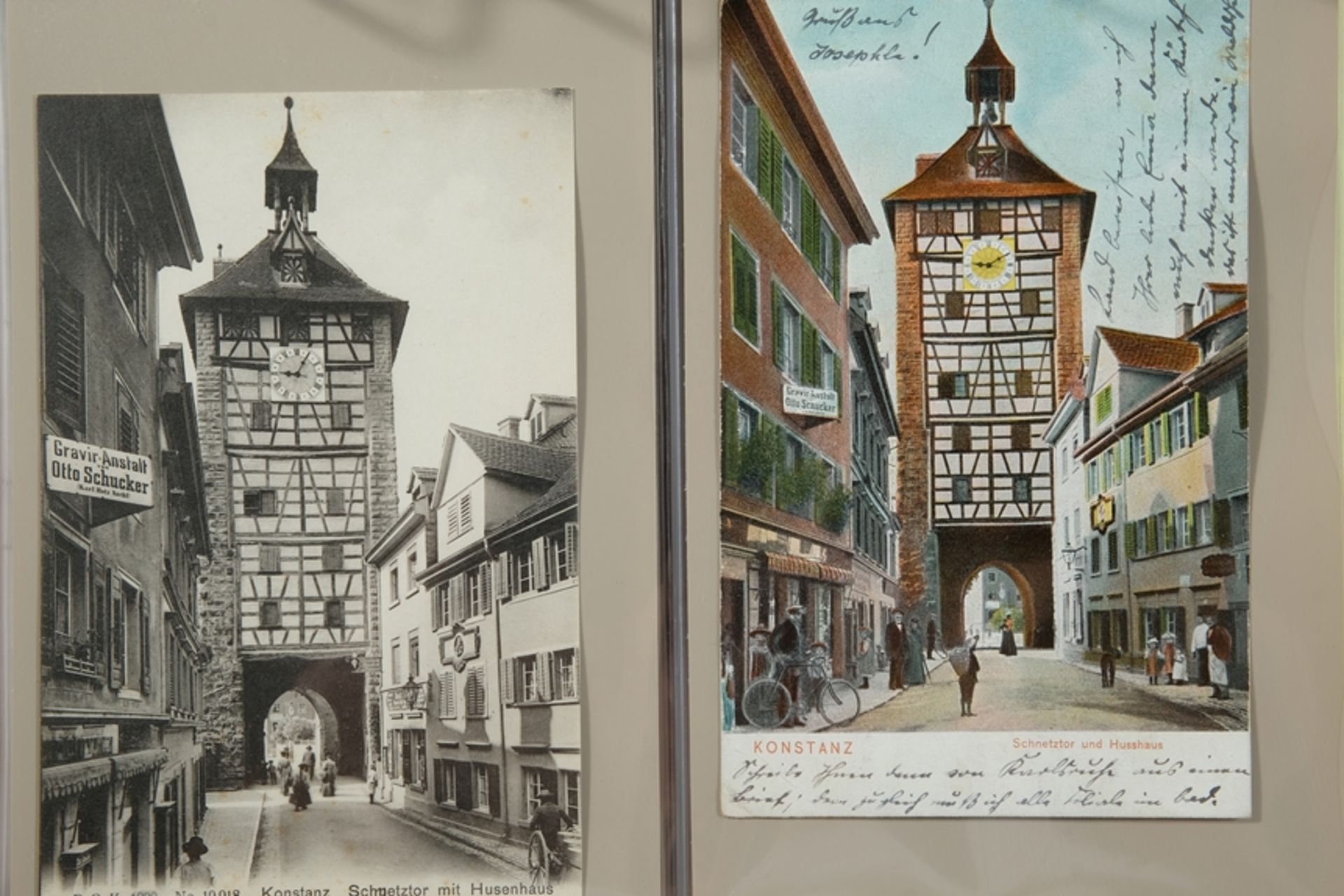 30 postcards of Constance, album no. 13, collection focus 'City gates, towers, columns', turn of th