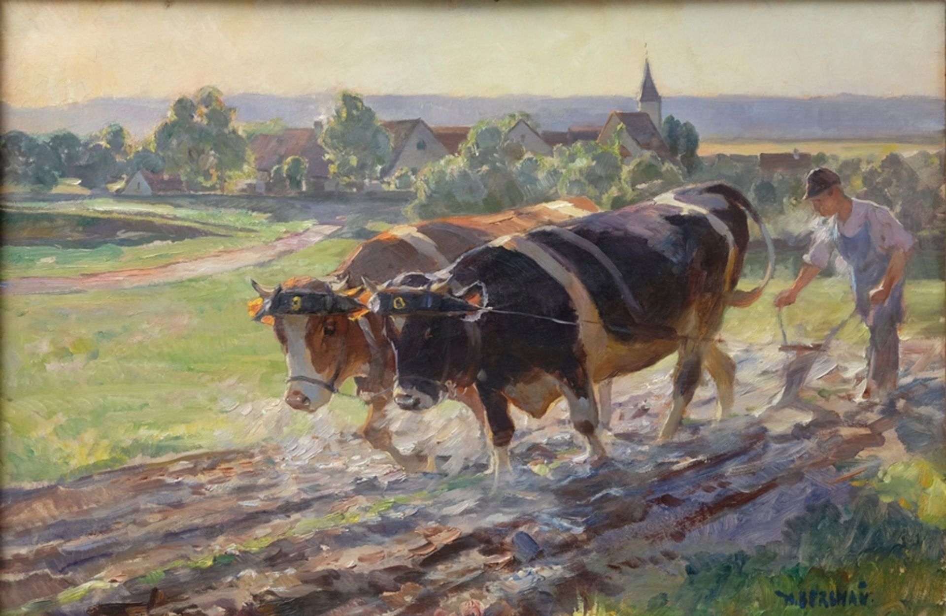 Bergmann, Max (1884-1955) "Am Morgen", ohne Jahr, Öl auf Malkarton. 