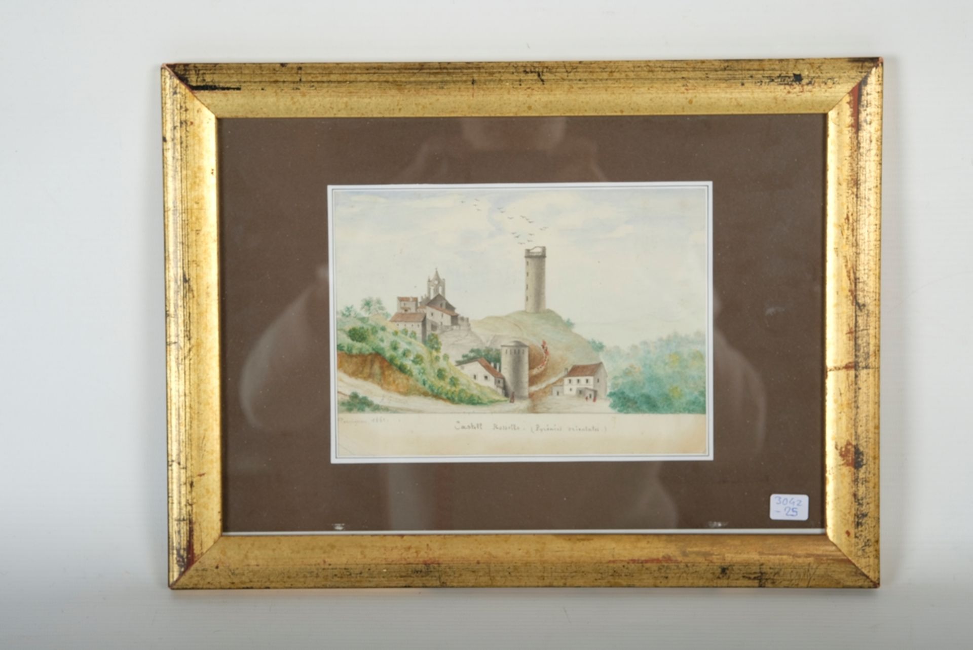 Giroux, André (1801-1879) "Castell Rosselo", Aquarell.  - Bild 2 aus 3