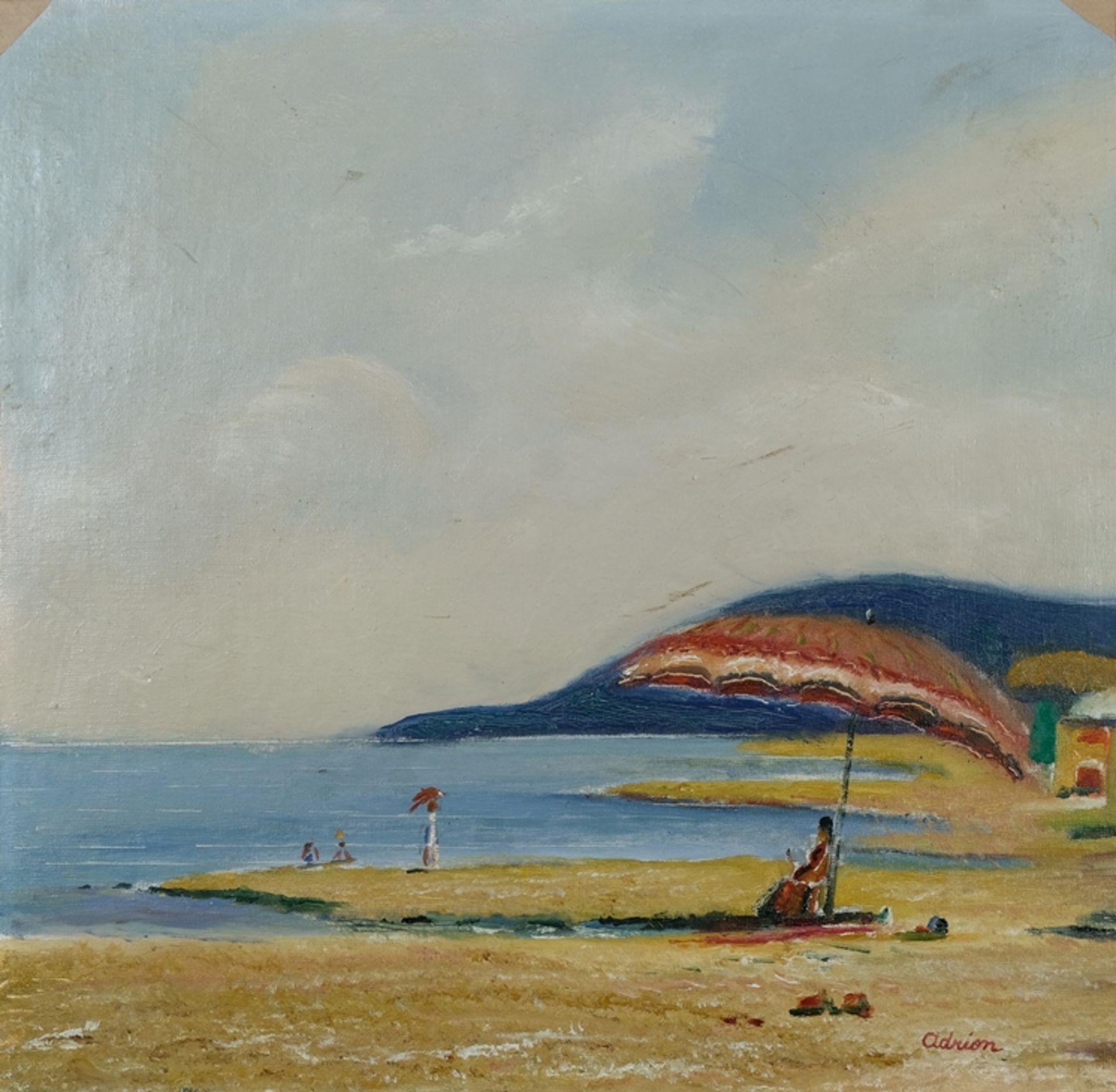 Adrion, Lucien (1889-1953)Beach motif, oil on panel. 