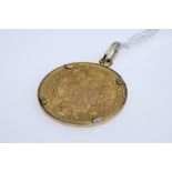 coin pendant with a ducat, pendant includes the attached ducat with four claws, ducat depicts the A