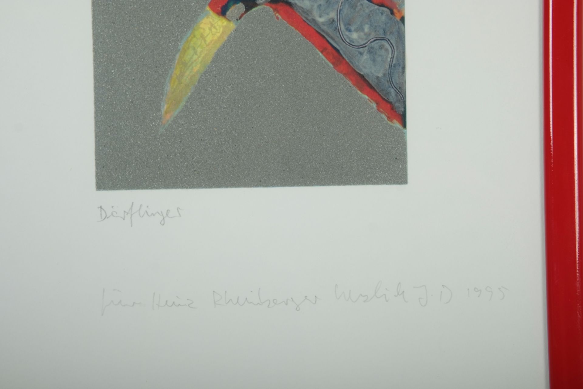 Dörflinger, Johannes (geb. Konstanz 1941) "Flugzeug/Rakete", Farblithographie, Part aus Triptychon, - Bild 3 aus 3