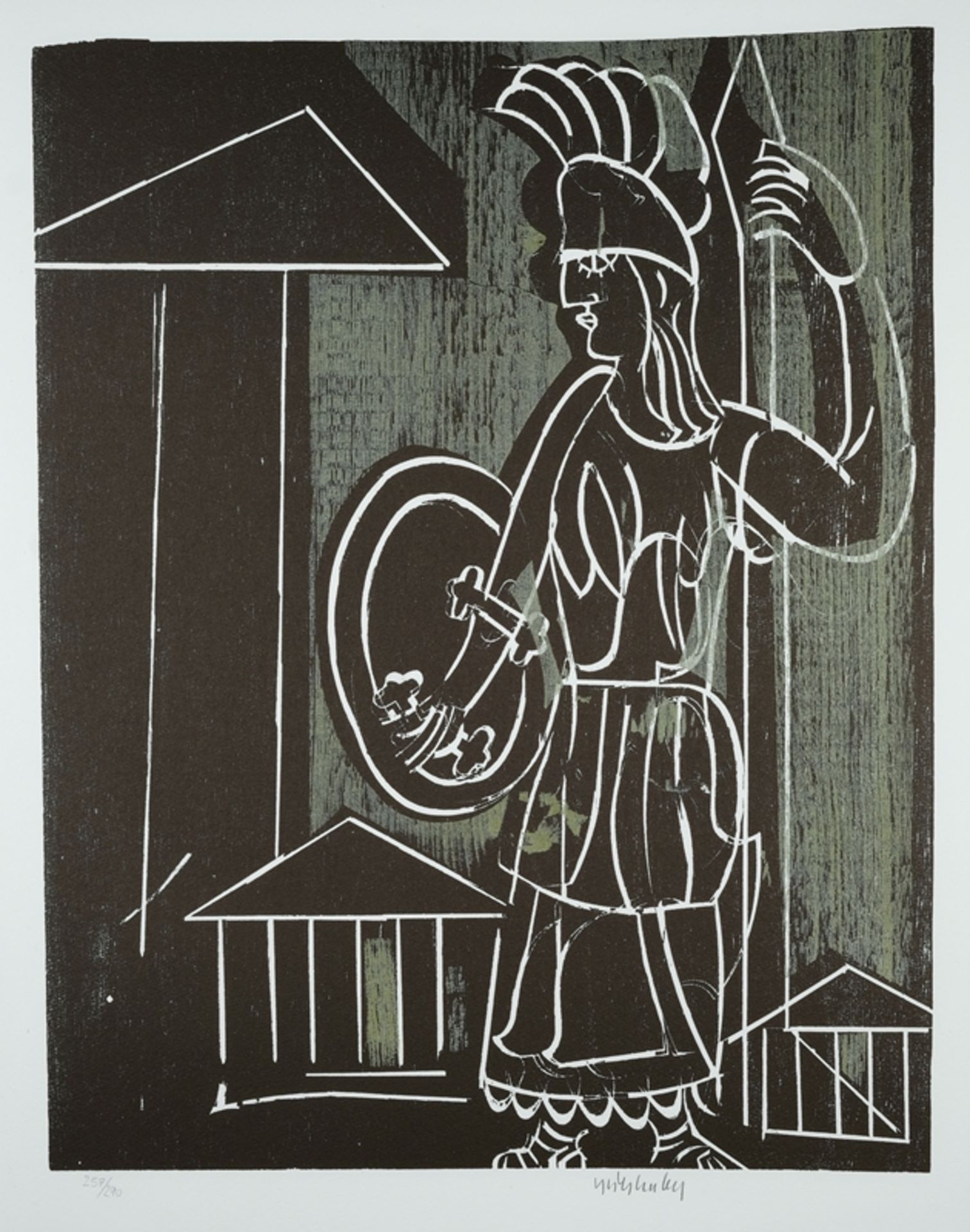 Grieshaber, HAP (1909-1981) "Hellas II", 1980, three colour woodcuts. - Image 2 of 8