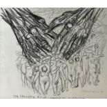 Osswald-Lüttin, Ingeborg (1921-2013) "Der absolute Griff - Wehret den Anfängen", 1988, Bleistift/Ko