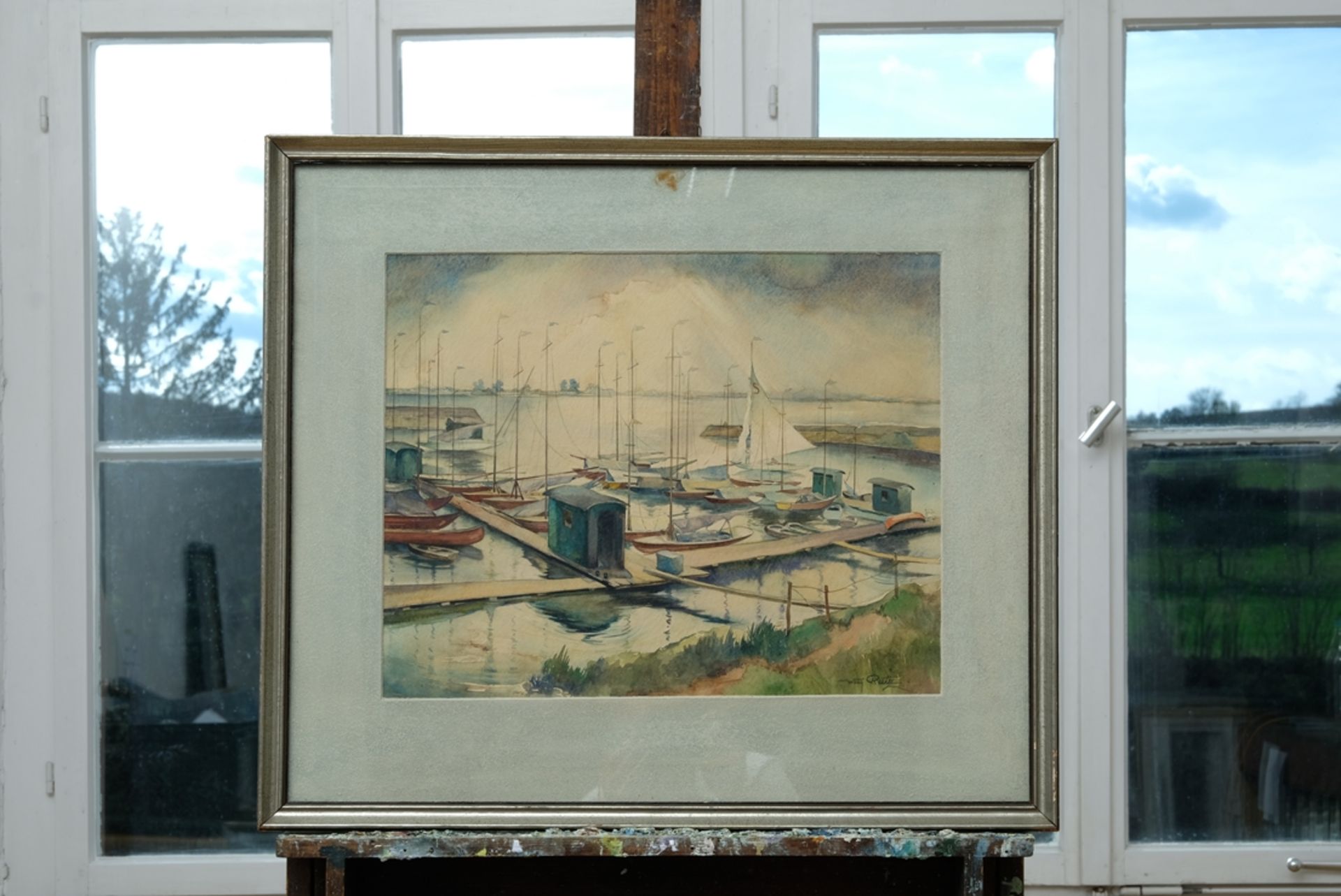 Reetz Willy (1892-1963) Harbour, watercolour.  - Image 2 of 4