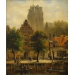 Behr, Carel Jacobus (1812-1895) City View Utrecht, oil on canvas.