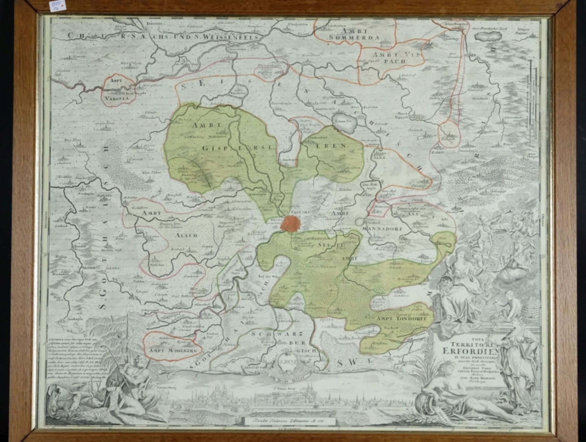 Homann map "Nova Territori Erfordien", antique map of Erfurt.  - Image 2 of 3