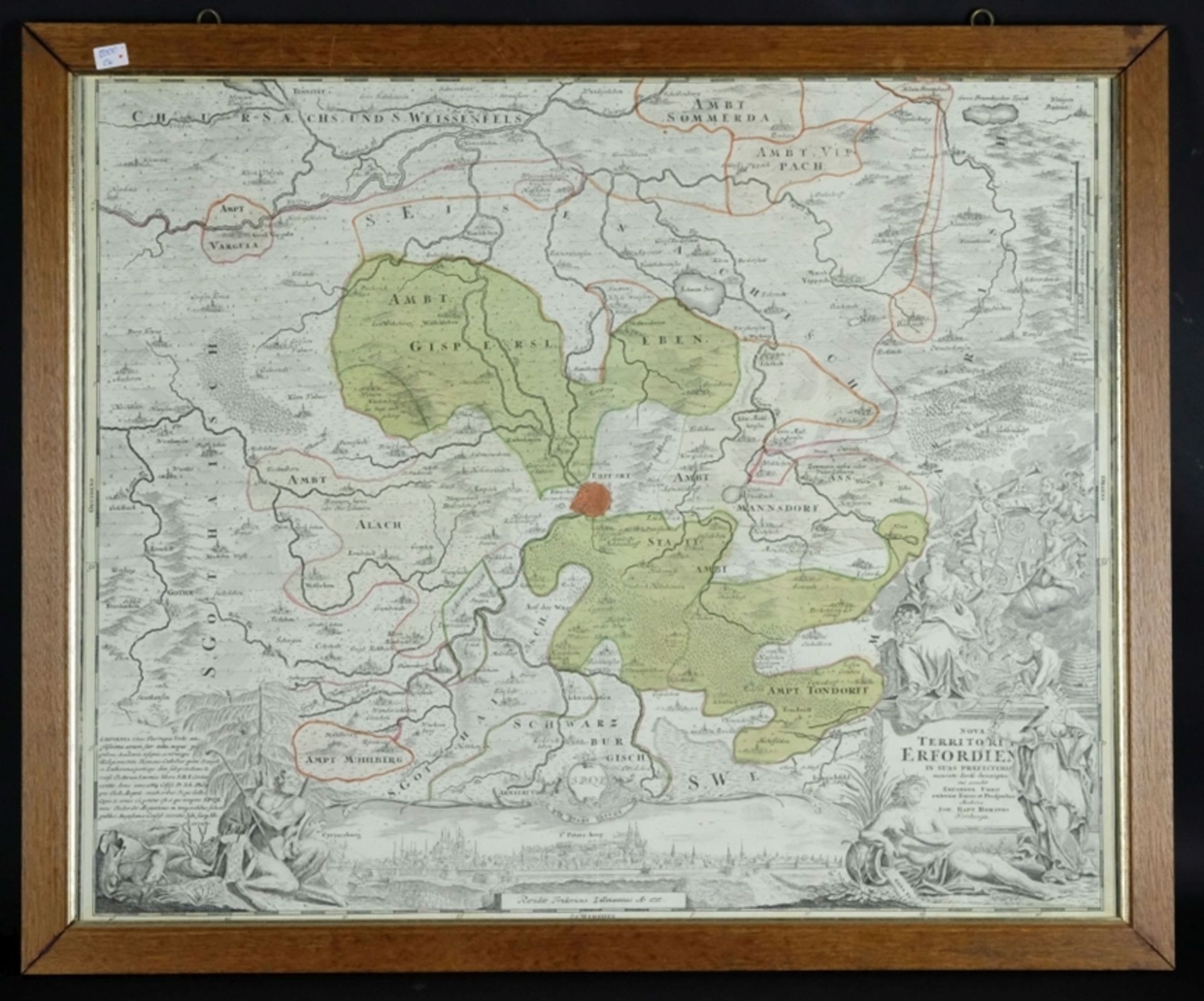 Homann map "Nova Territori Erfordien", antique map of Erfurt. 