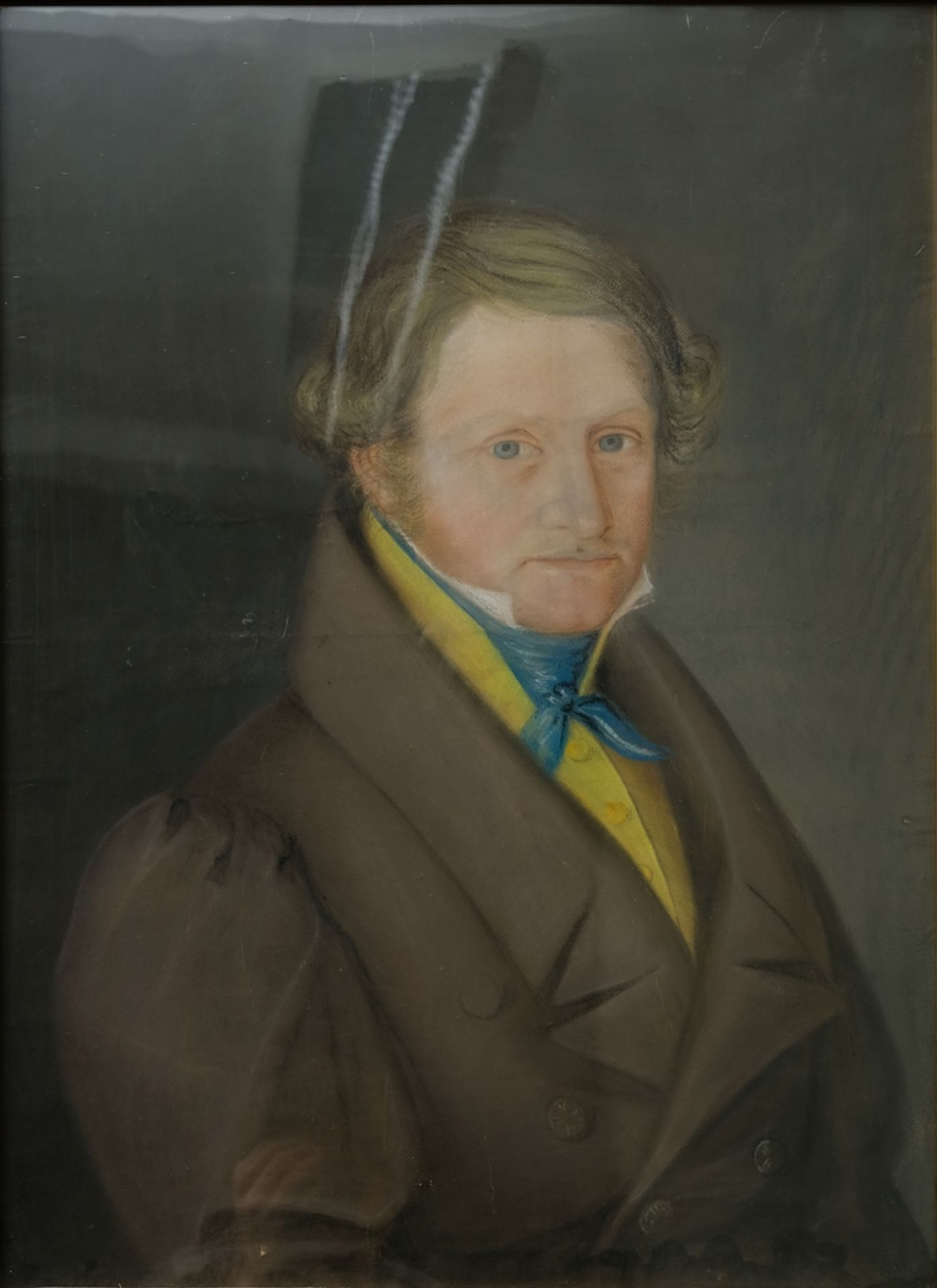 Unbekannt Portraitmaler (19. Jahrhundert), Herrenportrait in Tracht, Pastell mit Kreide auf Papier. - Bild 2 aus 5