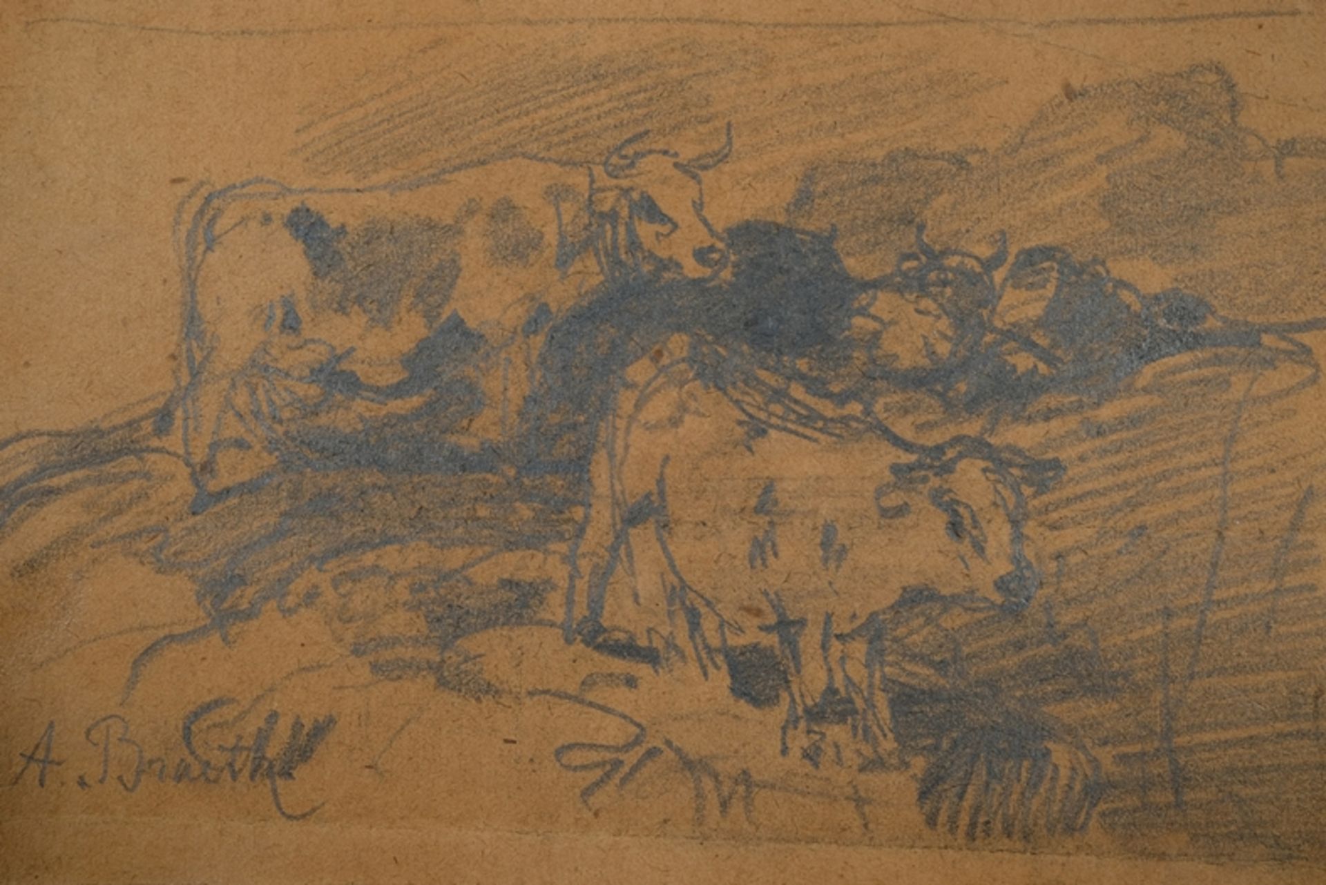 Braith, Anton (1836-1905) Cattle in Landscape, undated, pencil on paper. 