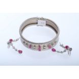 Wide bracelet, set with eight brilliant-cut diamonds, each around 0.03 ct, together around 0.24 ct 