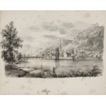 Stein am Rhein, alte Lithographie 1832. 