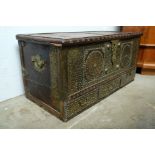 Chest, richly decorated fittings, three drawers in the lower section, probably Syria, 1st half of t