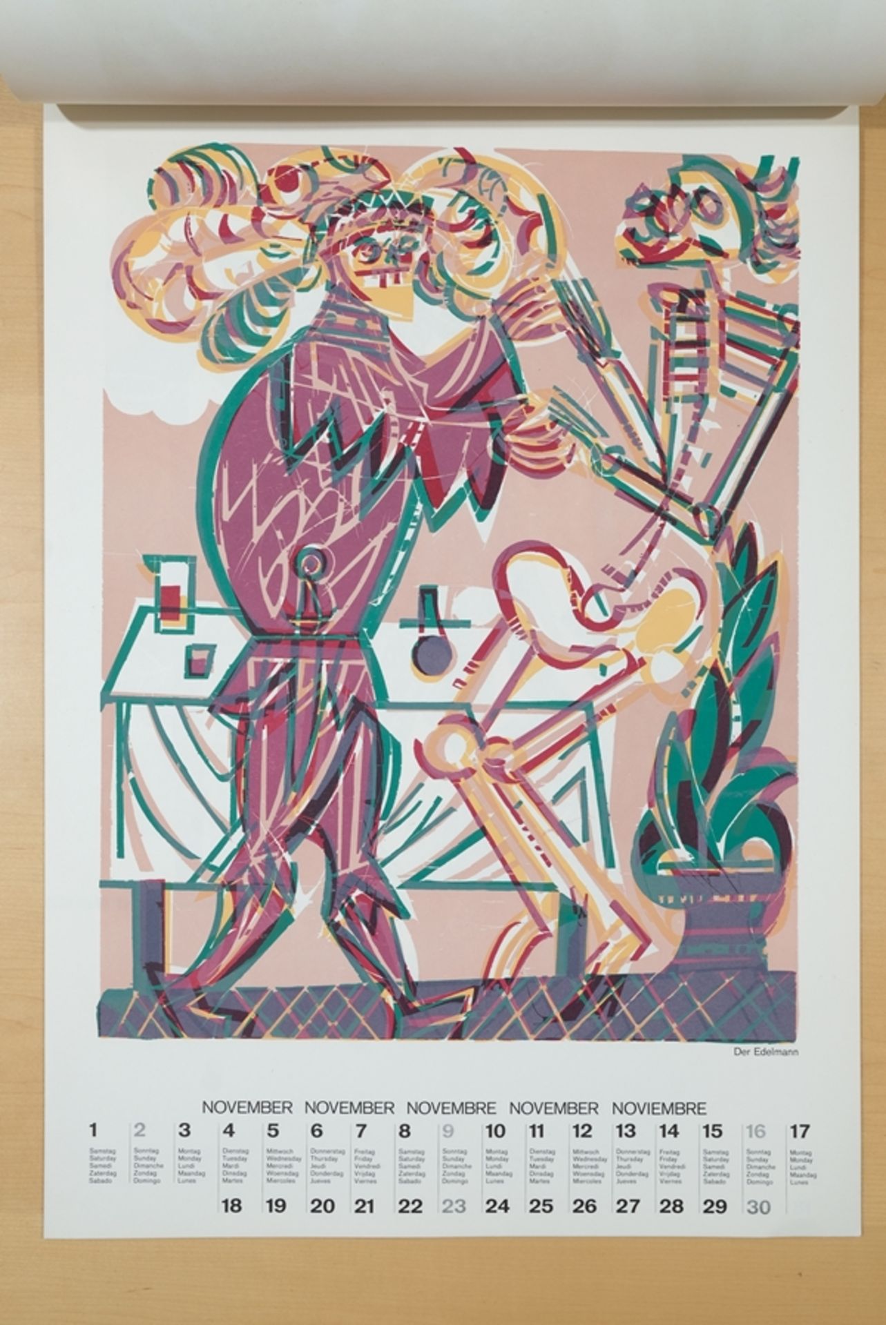 Grieshaber, HAP (1909-1981) "Totentanz von Basel" Calendar, 1975, with colour woodblock prints. - Image 12 of 14