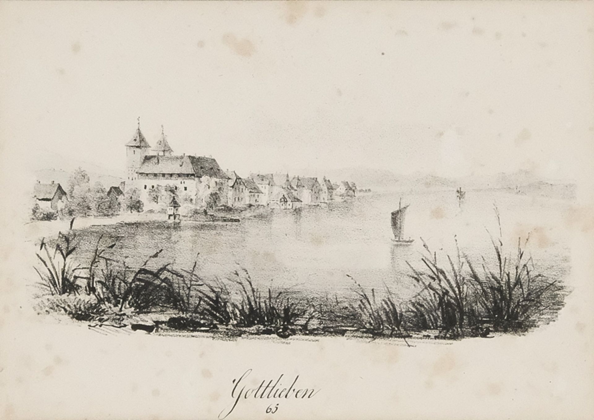 Gottlieben, old lithograph 1832. 