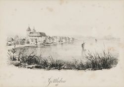 Gottlieben, alte Lithographie 1832. 