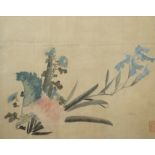 Silk painting, leaf and flower arrangement, probably 20th century, Japan.