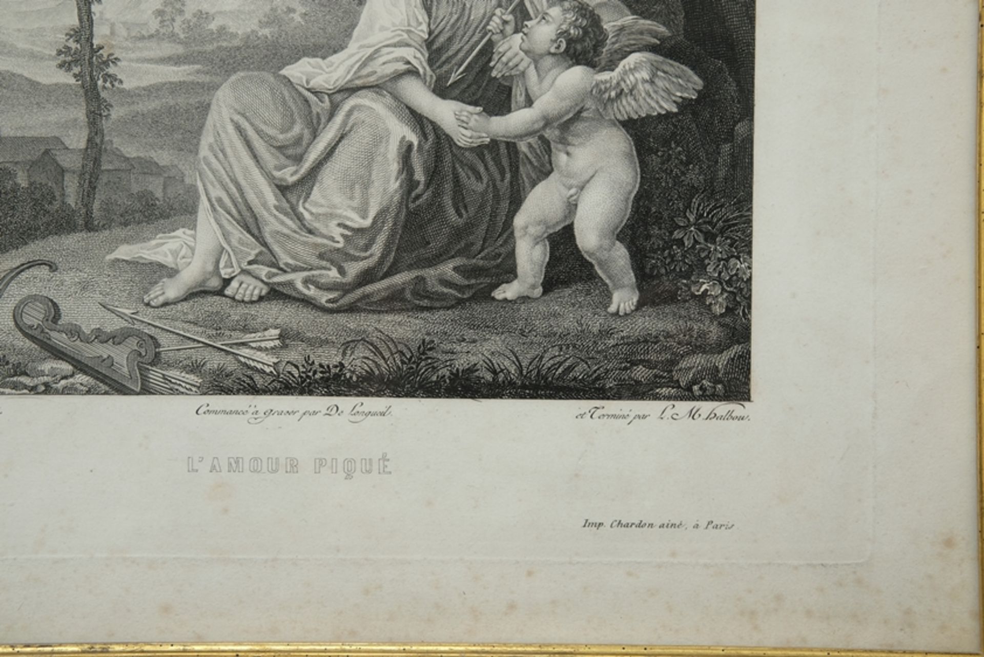 "L'Amour piqué", ca. 1786-1808, auf Papier. Bezeichnet "Peint par Georges Géorgion - Commencé à gra - Bild 3 aus 4