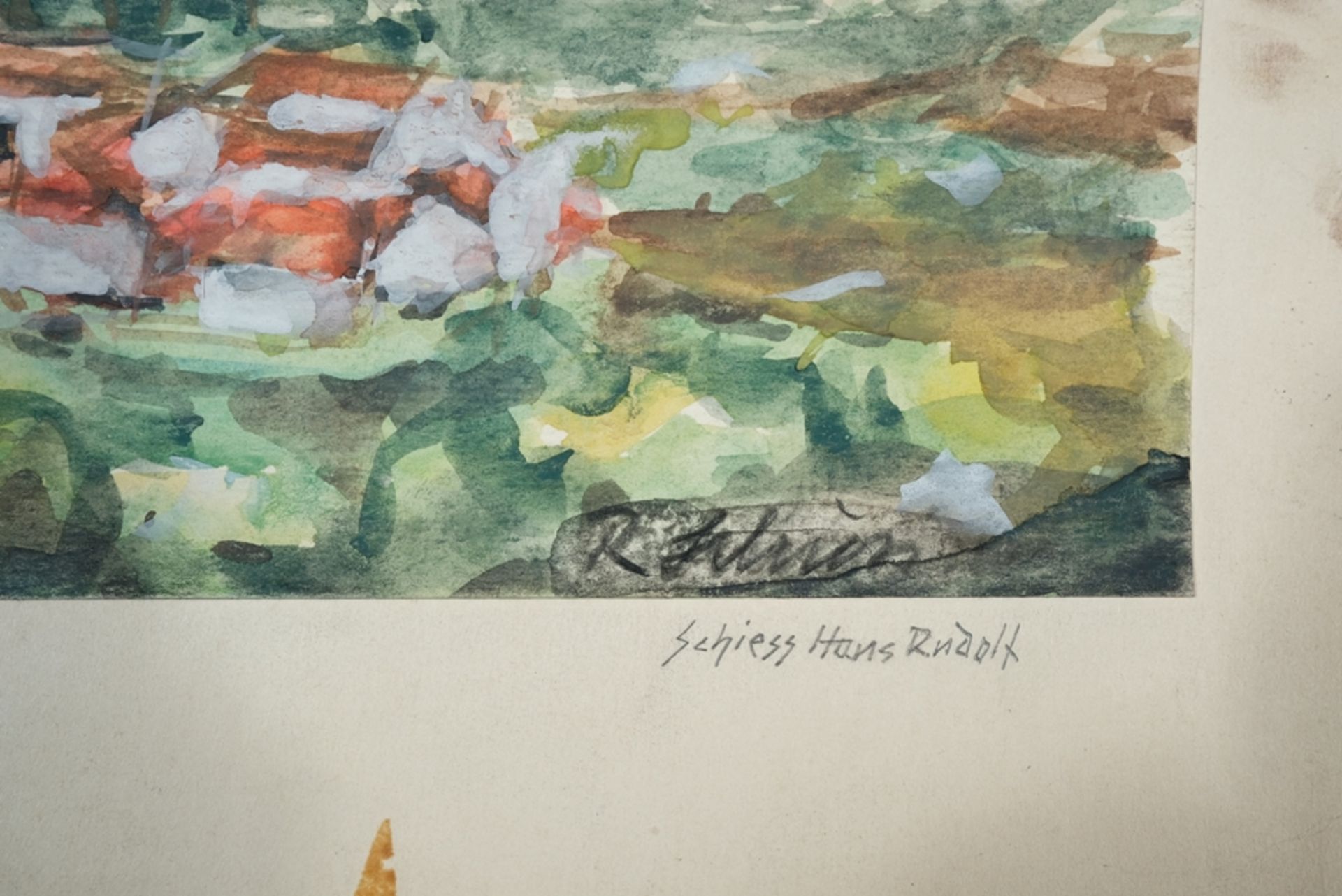 Schiess, Hans Rudolf (1904-1978) Blick auf See und Berge, Aquarell auf Papier.  - Bild 3 aus 3