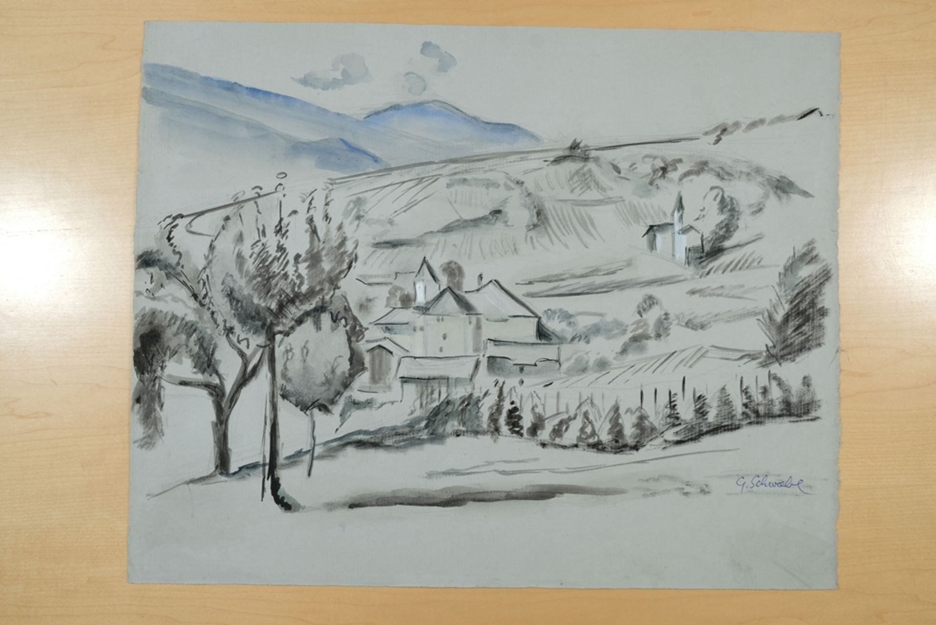 Schwabe, Ida Gertrud (1886-1980) At Lake Constance and  and two landscape views, two watercolours a - Image 3 of 3