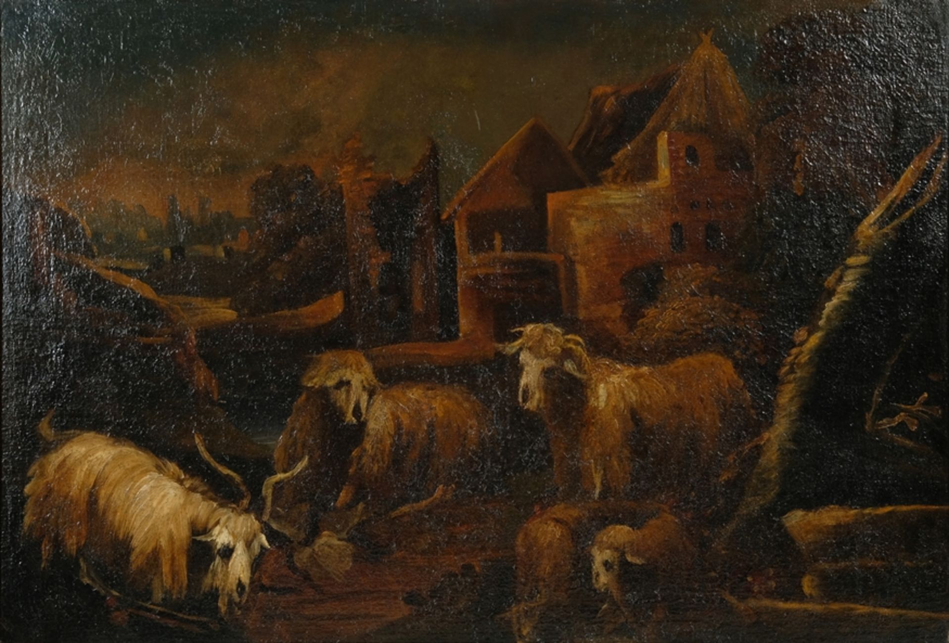 Roos, Philipp Peter, genannt Rosa da Tivoli (um 1657-1706) zugeschrieben Landschaft mit Ziegen.