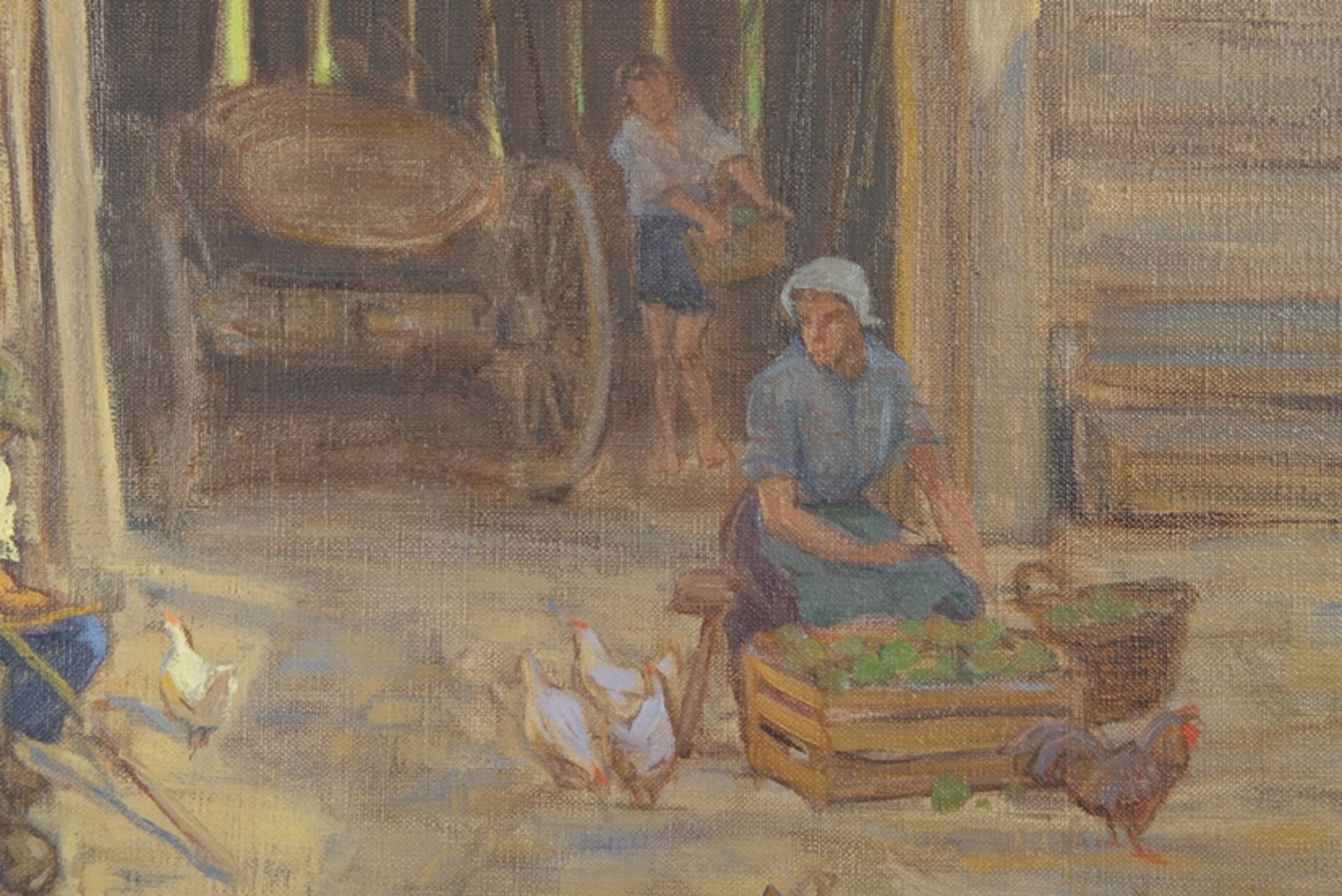 Dieter, Hans (1881-1968) Farm near Constance, the whole farming family is busy: a few chickens in t - Image 4 of 7