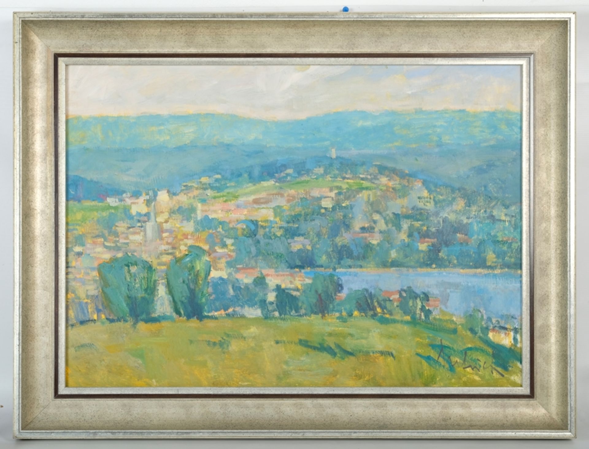 Frick, Guido (born 1947) "Blick über Konstanz", View over Constance and the lake, in the background - Image 2 of 4