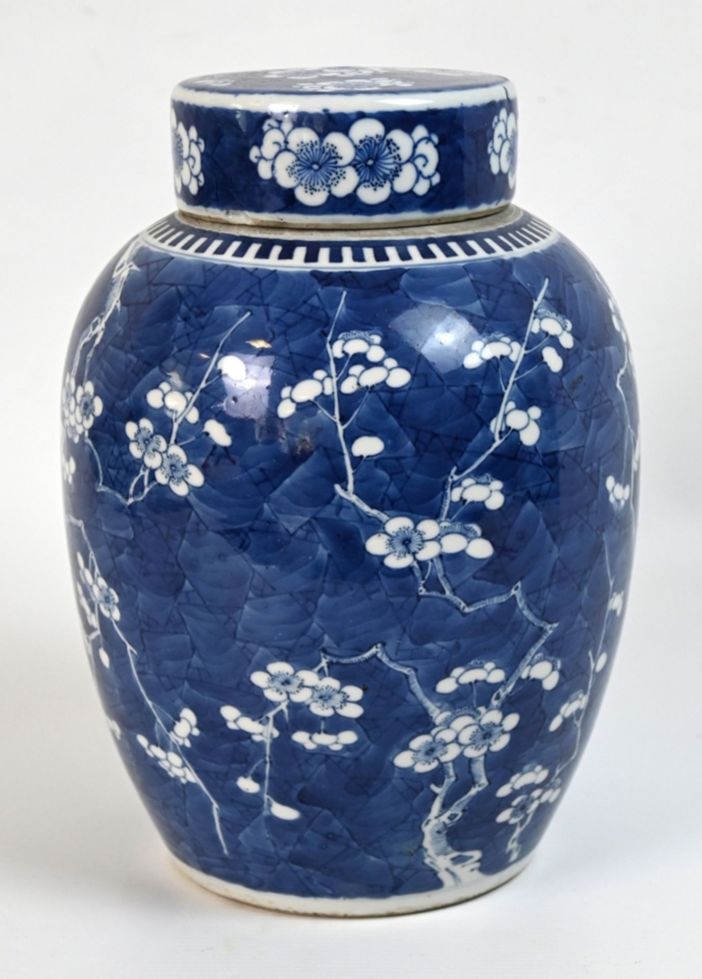Vase with lid from the Qing Dynasty/Kangxi period,"Plum and broken ice". 
