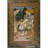 Indien, Hochzeitsszene am Hofe eines Mogulherrschers, Deckfarben auf Seide, wohl 19. Jahrhundert. D