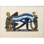 Unbekannt (20. Jahrhundert) Auge des Horus, Deckfarben und Goldfarbe auf Papyrus.