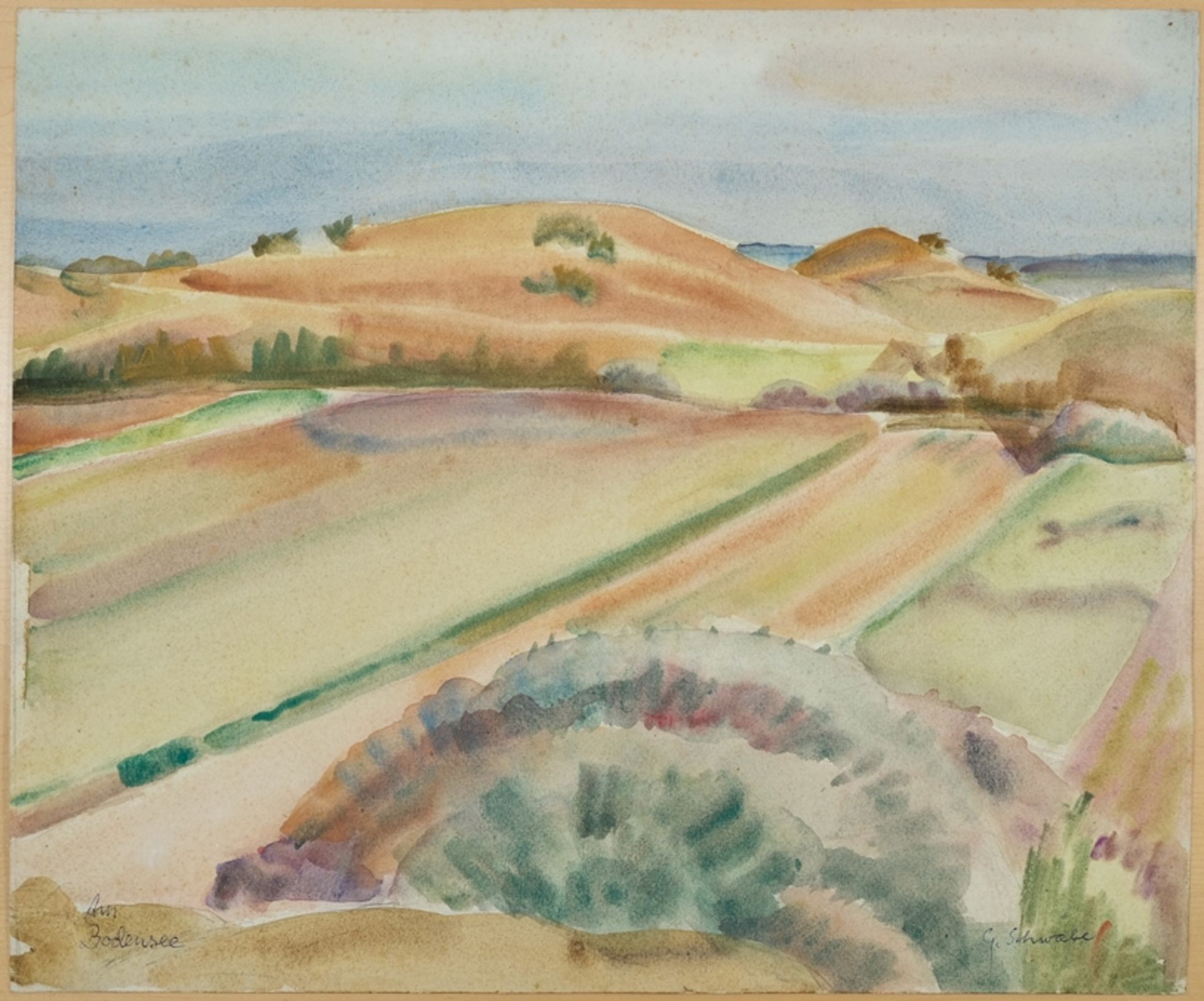 Schwabe, Ida Gertrud (1886-1980) At Lake Constance and  and two landscape views, two watercolours a