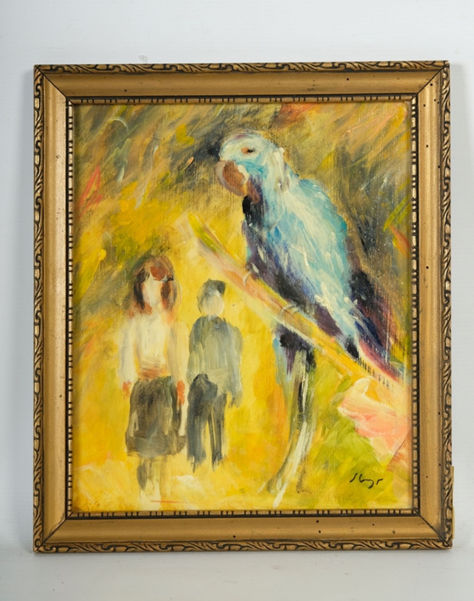 Slevogt, Franz Theodor Max (1886-1932) Kinder mit Papagei, um 1910, Öl auf Platte. - Bild 2 aus 4