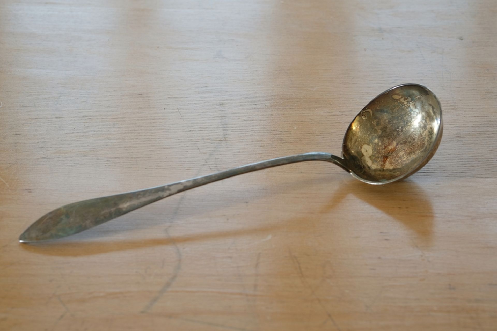 Soup ladle, 13 lot silver, 22g, length 33cm