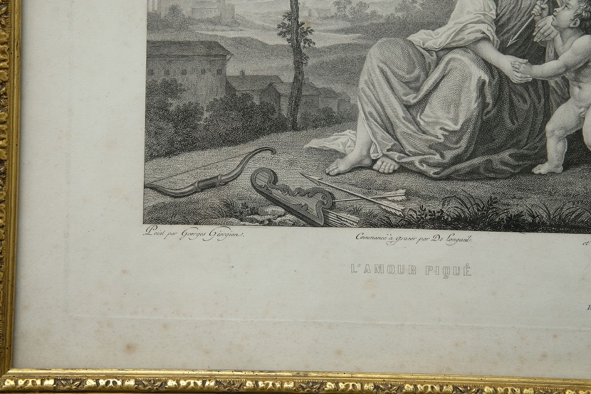 "L'Amour piqué", ca. 1786-1808, on paper. Inscribed "Peint par Georges Géorgion - Commencé à graver - Image 4 of 4