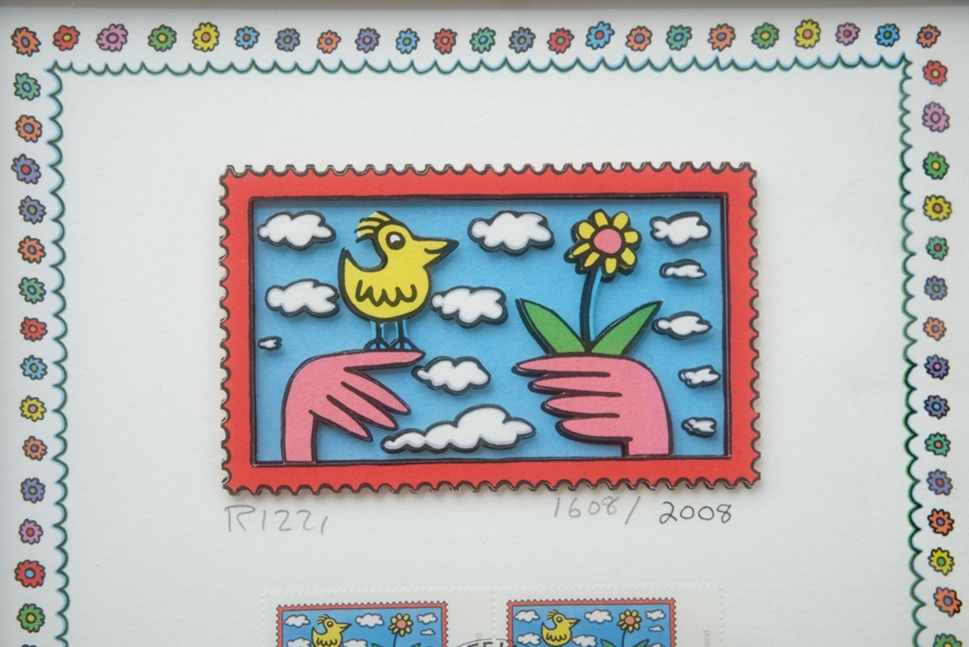 Rizzi, James (1950-2011) "Danke - Vogel", Briefmarken Sonderedition 2008. 3D-Grafik, darunter vier  - Bild 3 aus 5