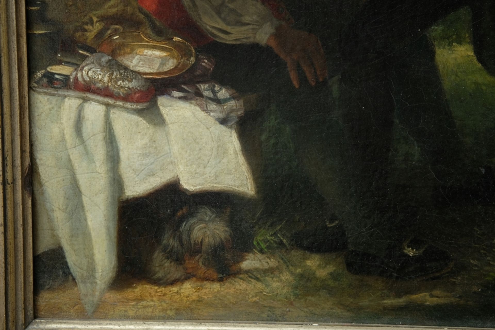 Unknown (around 1800)(around 1800), at the barber, oil on panel.  - Image 5 of 6