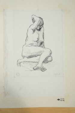 Betz, Ernst (1898-1989) Sitzender Damenakt, 1933, Tuschezeichnung auf Papier. 