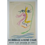 Picasso, Pablo (1881-1973) Exhibition poster "Hommage a René Char / Musée d'art Moderne de Ceret / 