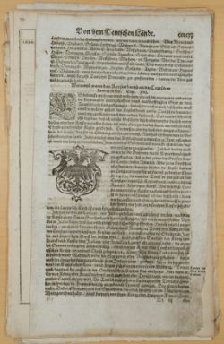 Münster, Sebastian (1488 - 1552), 16 Original-Blätter aus verschiedenen Werken. Seiten aus dem drit
