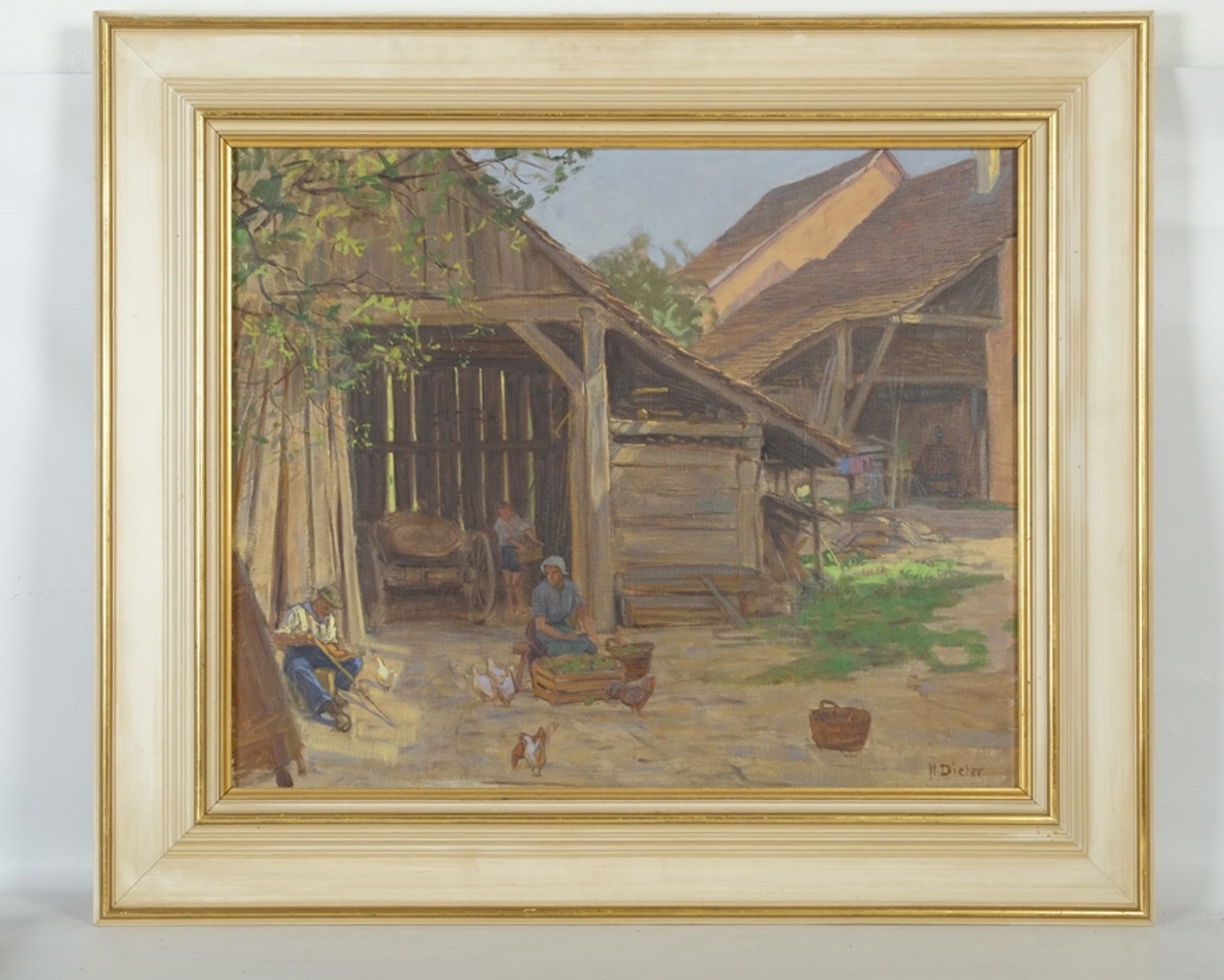 Dieter, Hans (1881-1968) Farm near Constance, the whole farming family is busy: a few chickens in t - Image 2 of 7