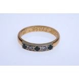 Gold ring with diamonds and sapphires, 585 GG, size 52. 