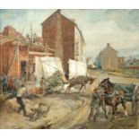 Reetz, Willy (1892-1963) At the building site, oil on canvas.