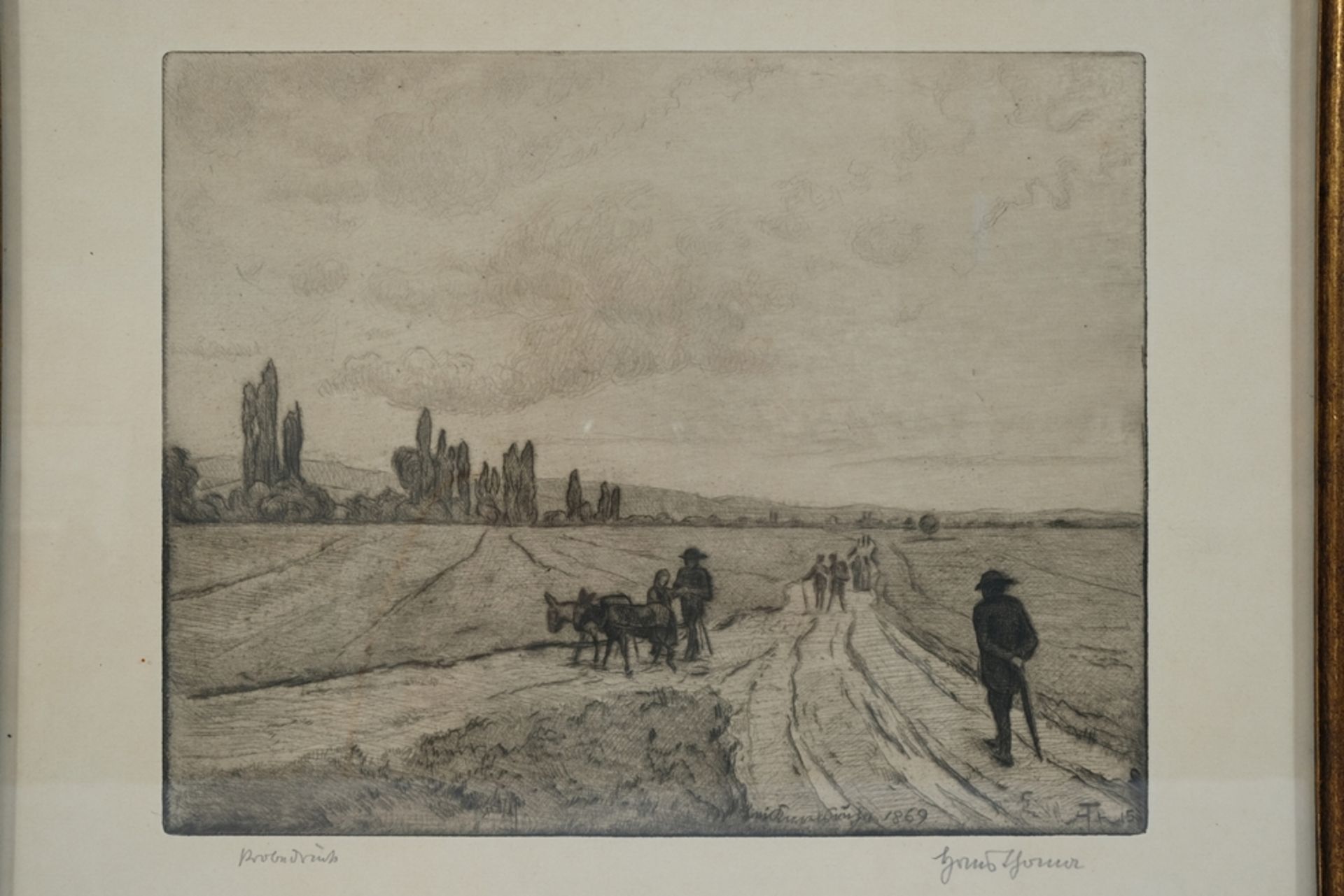 Thoma, Hans (1839-1924) "Alemannischer Bauer" and "Karlsruher Landschaft II", lithograph and etchin - Image 3 of 6